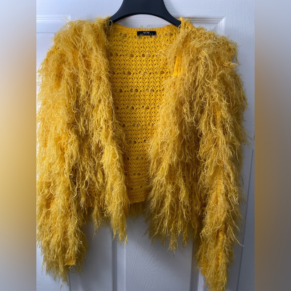 Yellow Shaggy Cardigan